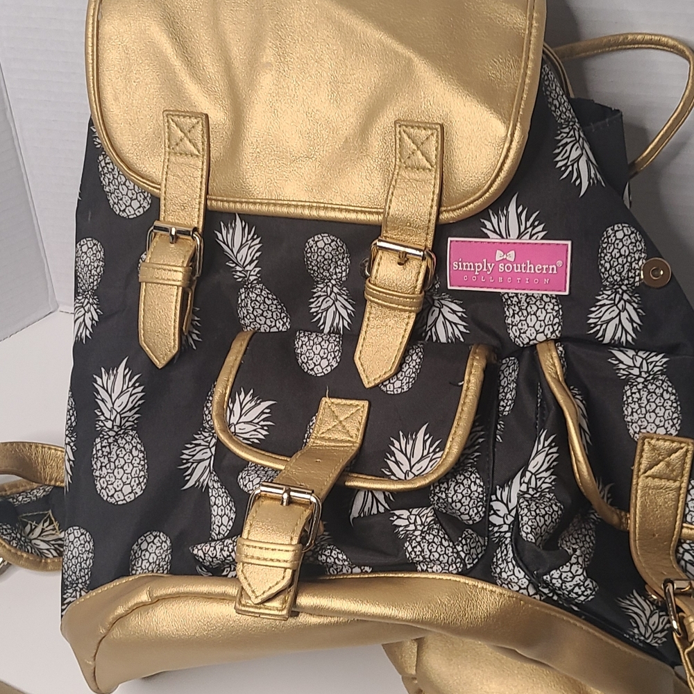Simply Southern Black And Gold Pineapple Backpack